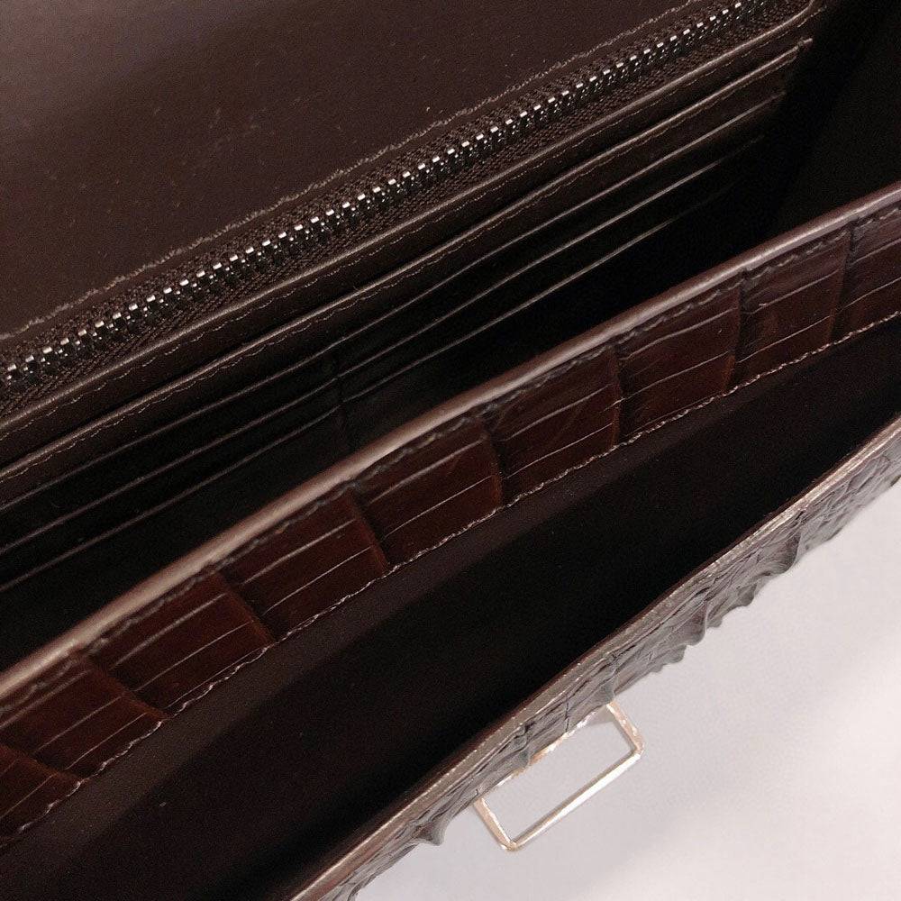 Mens Genuine Crocodile Skin Bone Leather Clutch