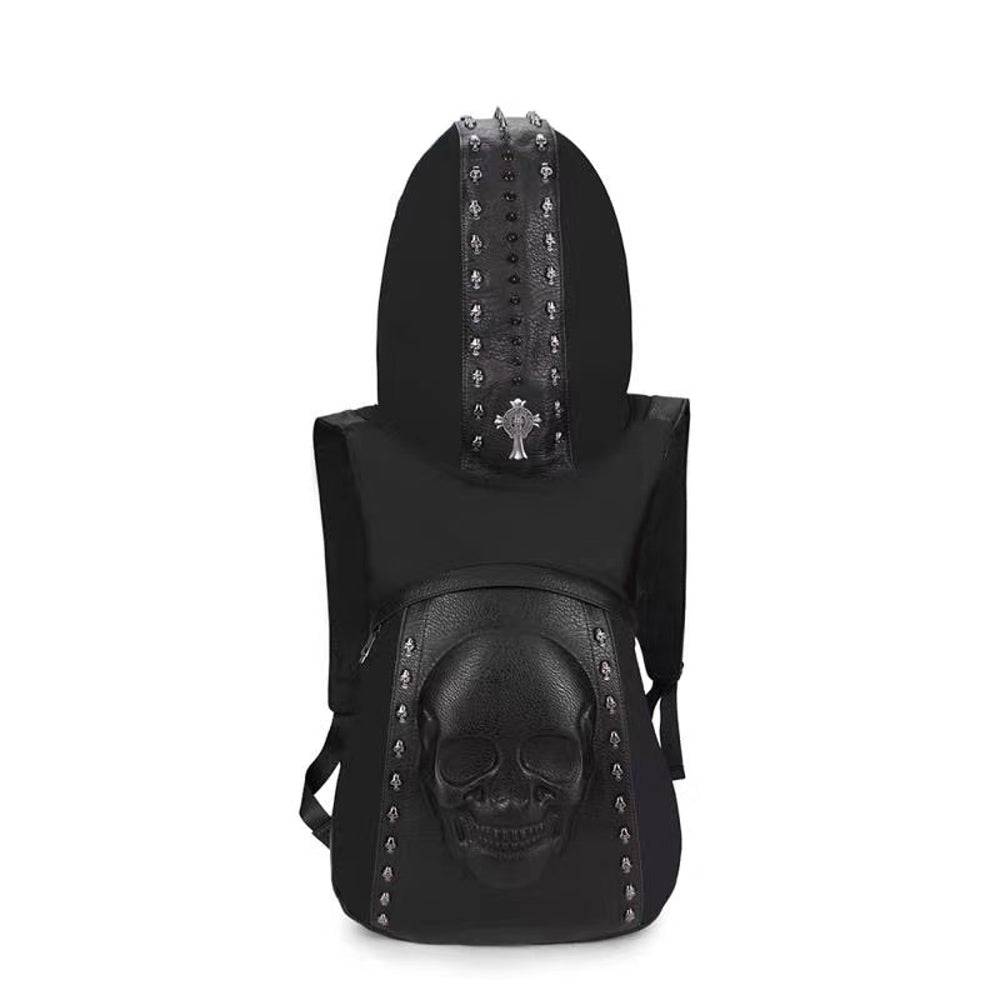 Mens 3D Lion King hooded messenger backpack by Rossie Viren with studded details and bold lion design.