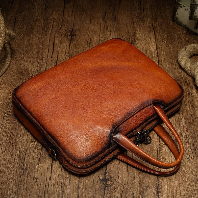 Mens Vintage Leather Buiness Briefcase Shoulder Cross Body Bag  Large Volumn 2800