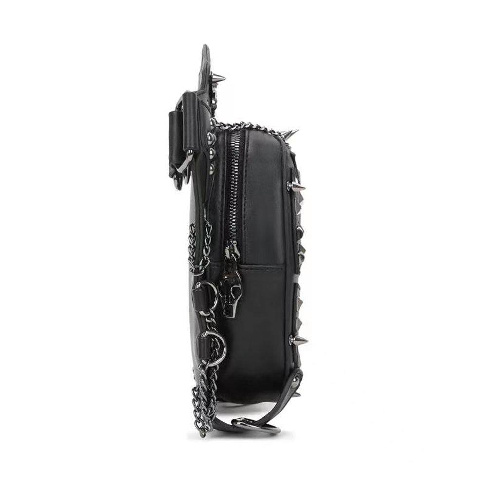 Rossie Viren 3D studded skull chest bag, a multi-functional hip hop crossbody sling bag for men and women.