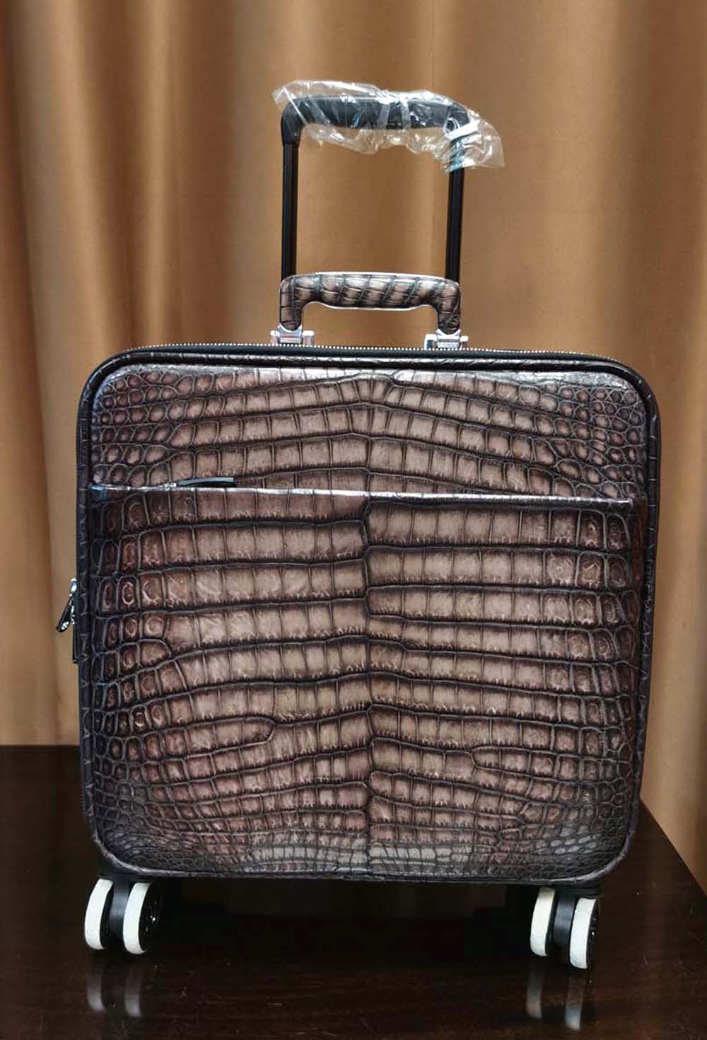 Nile  Crocodile Leather 15 in -Mini Carry- On Luggage Vintage Grey