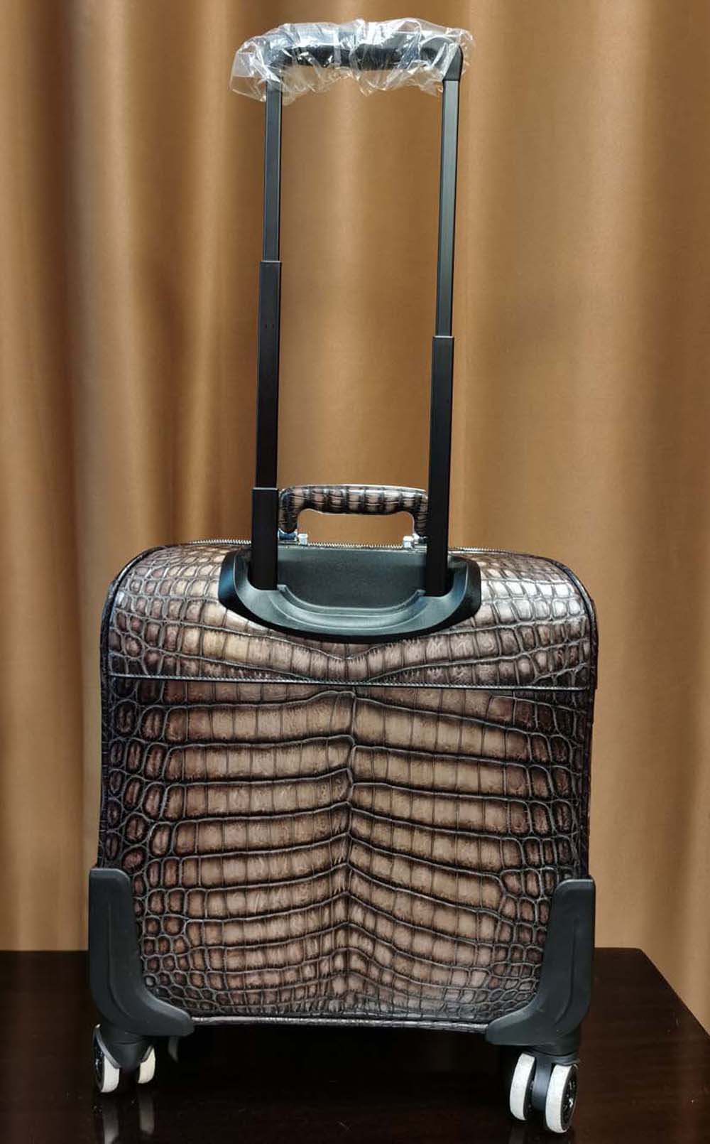 Nile  Crocodile Leather 15 in -Mini Carry- On Luggage Vintage Grey