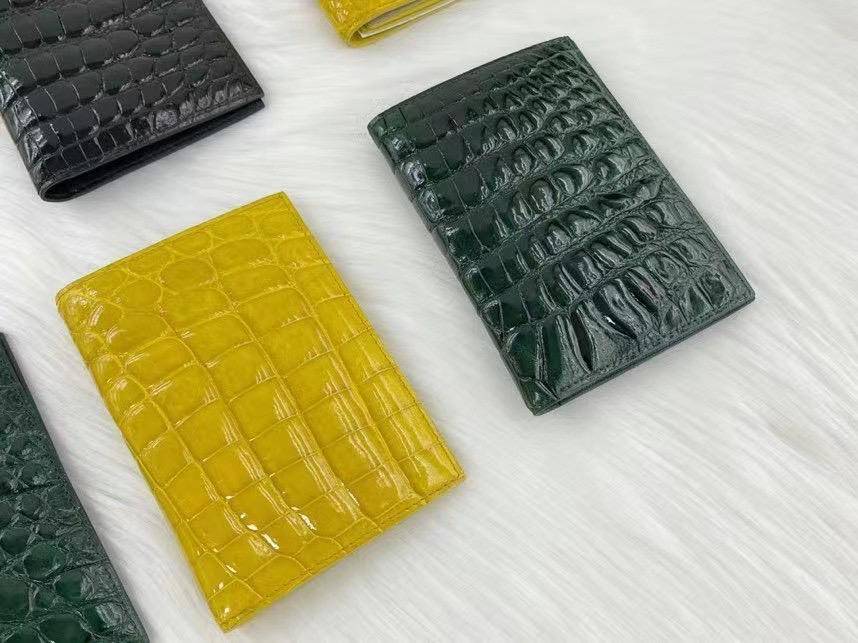 Double Card Case - 6 COLOR WAY - ORANGE-SERPENTINE-LODEN-MOD BLUE-SADDLE-CHOCOLATE - ALLIGATOR