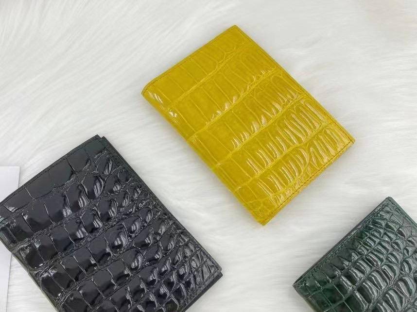 Double Card Case - 6 COLOR WAY - ORANGE-SERPENTINE-LODEN-MOD BLUE-SADDLE-CHOCOLATE - ALLIGATOR