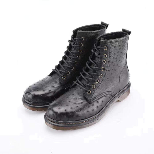 Crocodile Shoes Ostrich Leather Classic Unisex 8-Eye Boots
