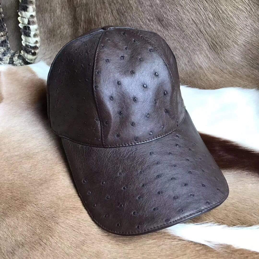 Ostrich Leather Strap back Baseball Cap Pink