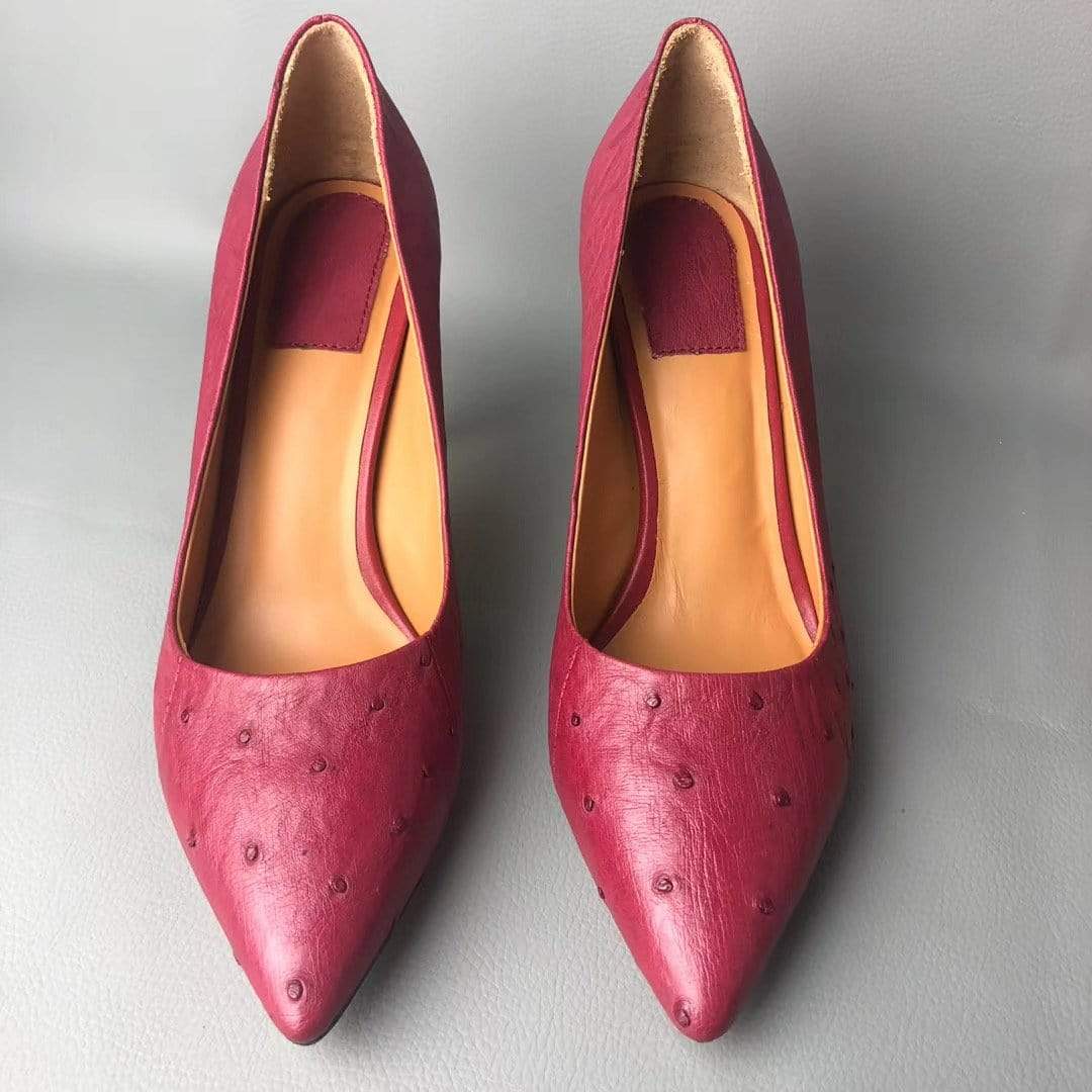 Rossie Viren crocodile and ostrich leather womens pumps with high heels, stylish and elegant footwear for women.