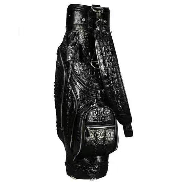 Pre-order Crocodile Leather Golf Sets and Bags by Rossie Viren, including golf cart and stand bags with luxurious crocodile texture.