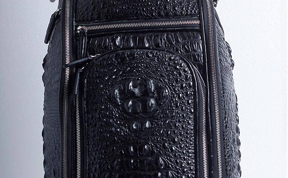 Pre-order Crocodile Leather Golf Set by Rossie Viren featuring golf cart and stand bags with luxurious crocodile texture