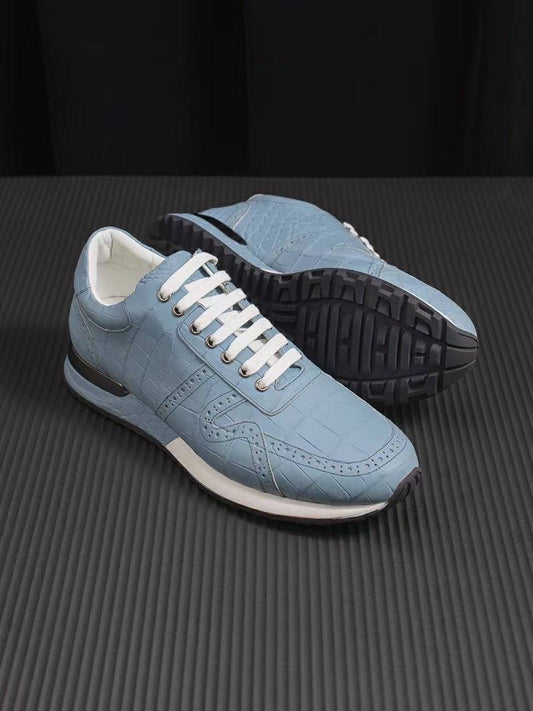 Preorder Crocodile Leather Sneaker Shoes Brown