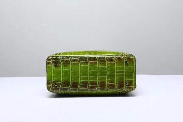 Preorder Genuine Siamese Crocodile  Belly Leather  Tote With Crossbody Strap Green
