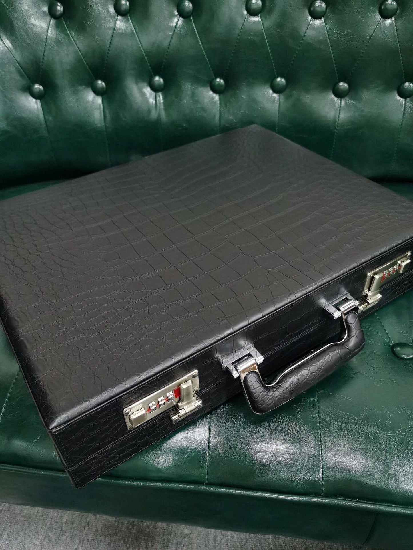 Preorder Men's Crocodile Leather Business Professional Attache Case Dark Green