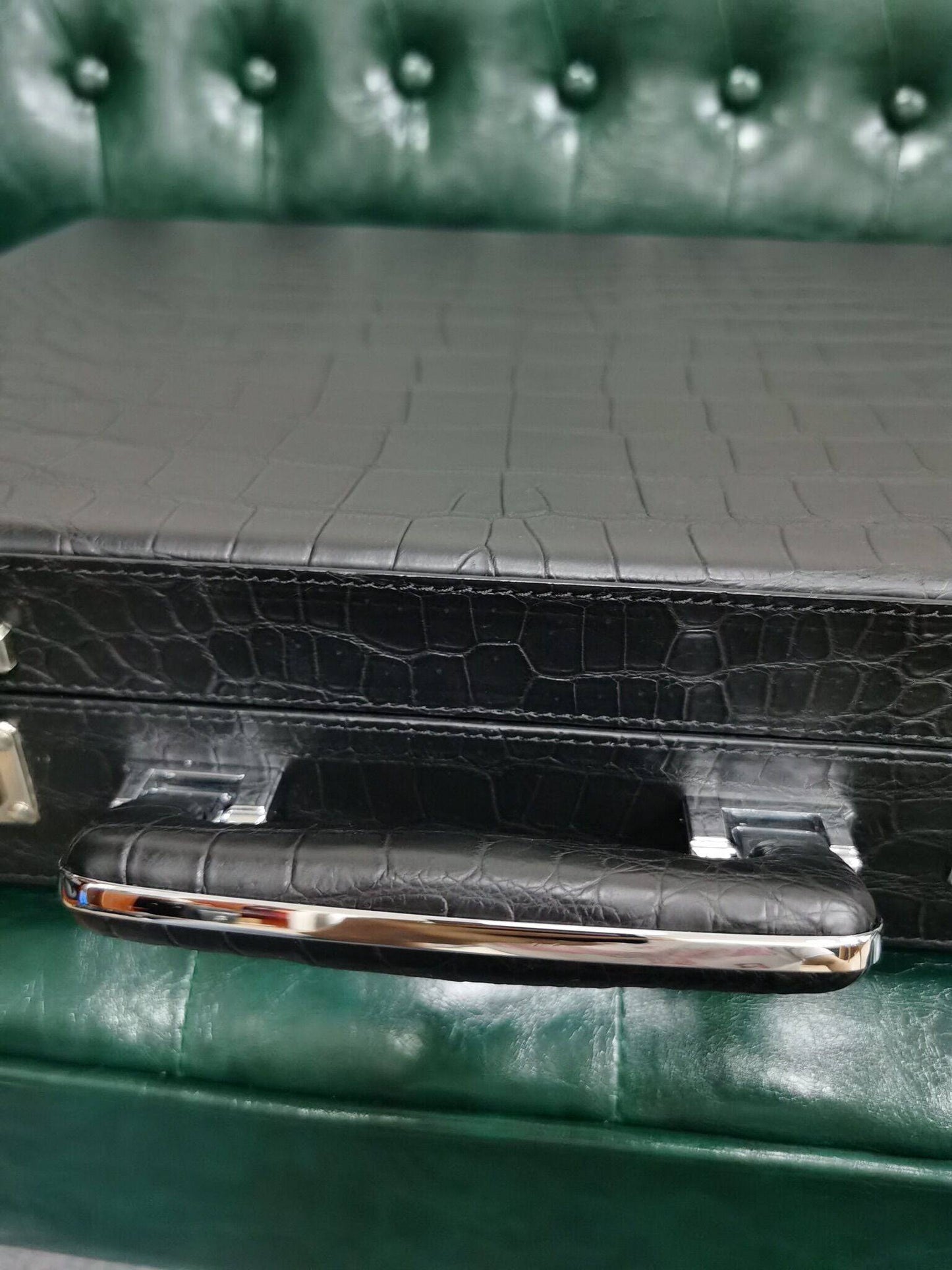 Preorder Men's Crocodile Leather Business Professional Attache Case Dark Green