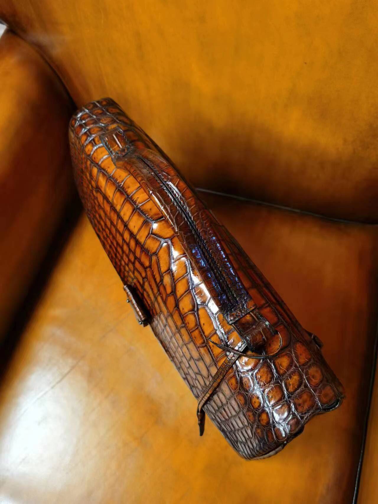Preorder Men's Vintage Crocodile Leather Travel Duffel Holdall Bag