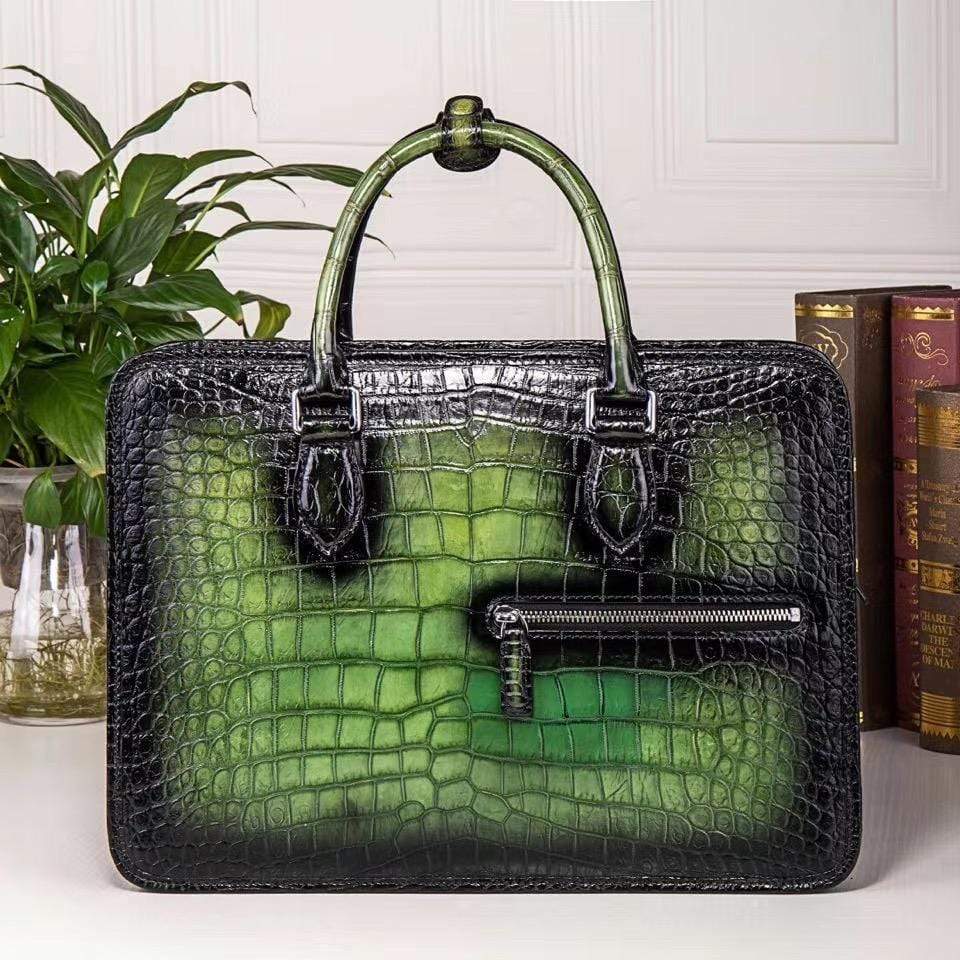 Preorder Mens Vintage Crocodile Leather Briefcase Laptop Bag