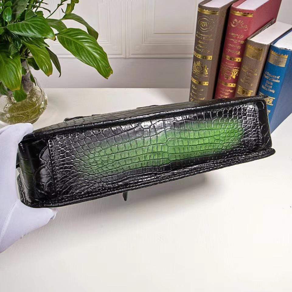 Preorder Mens Vintage Crocodile Leather Briefcase Laptop Bag