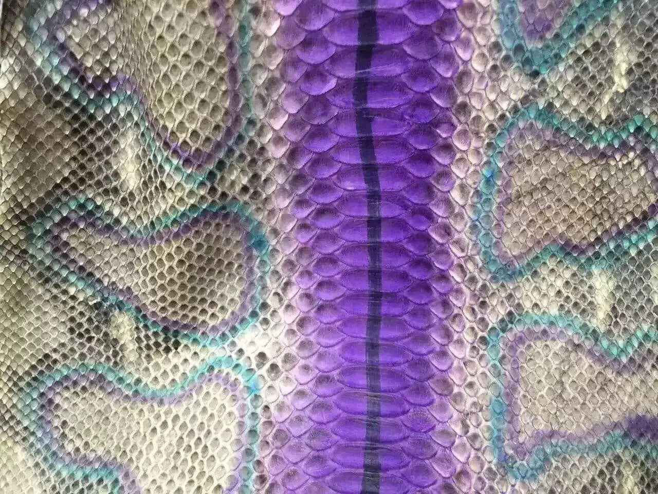 Exotic Python Skin Leather Colorway from Rossieviren, showcasing textured reptile leather for fashion accessories.
