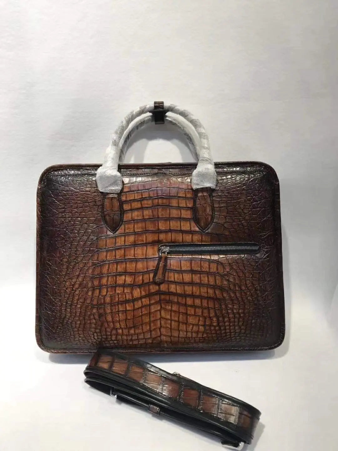 Rossie Viren retro crocodile leather crossbody handbag with a laptop compartment, stylish business bag for work and travel.