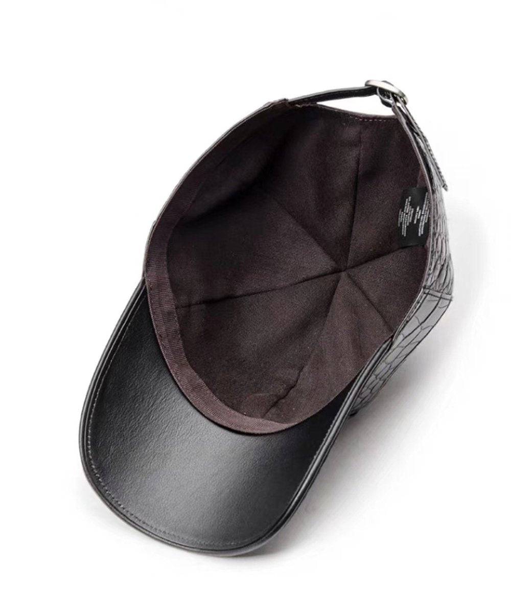 Rossie Viren crocodile belly leather strap back baseball cap with adjustable fit and stylish design.