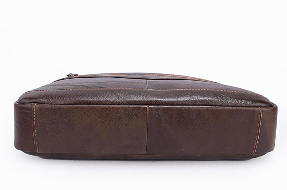 Rossie Viren handmade vintage leather briefcase for men with sturdy handles and classic design, ideal for professional use.
