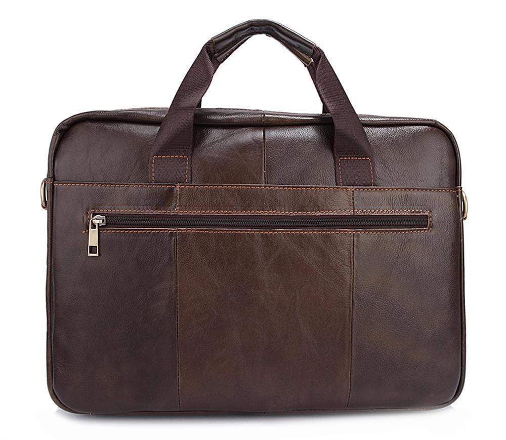 Rossie Viren handmade vintage leather briefcase for men, showcasing a classic, textured leather handbag with sturdy handles.