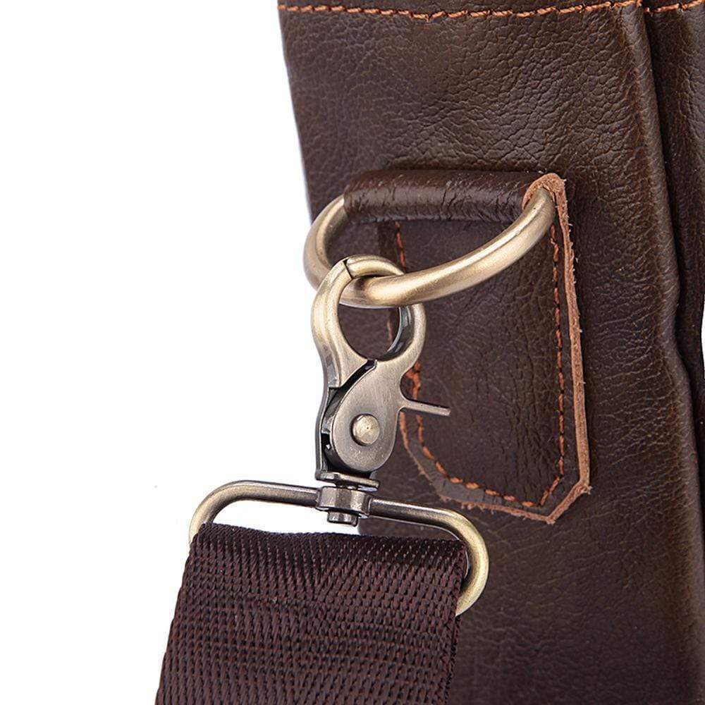 Rossie Viren handmade vintage leather briefcase for men, showcasing a classic structured handbag with leather handles and detailed stitching.