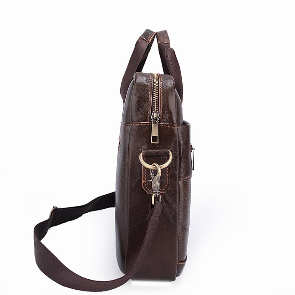 Rossie Viren handmade vintage leather briefcase for men, showcasing classic craftsmanship and spacious storage for professional use.