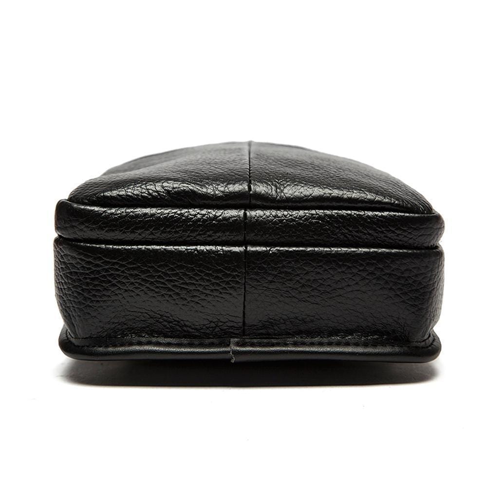 Rossie Viren men's genuine leather chest bag, crossbody sling handbag with structured design and adjustable strap.