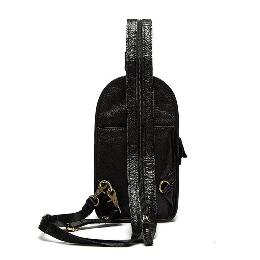 Rossie Viren men's genuine leather chest bag with crossbody strap, business-style handbag for men.