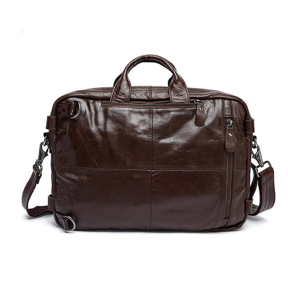 Rossie Viren men's vintage leather briefcase with dual large capacity compartments, durable and stylish for professional use.