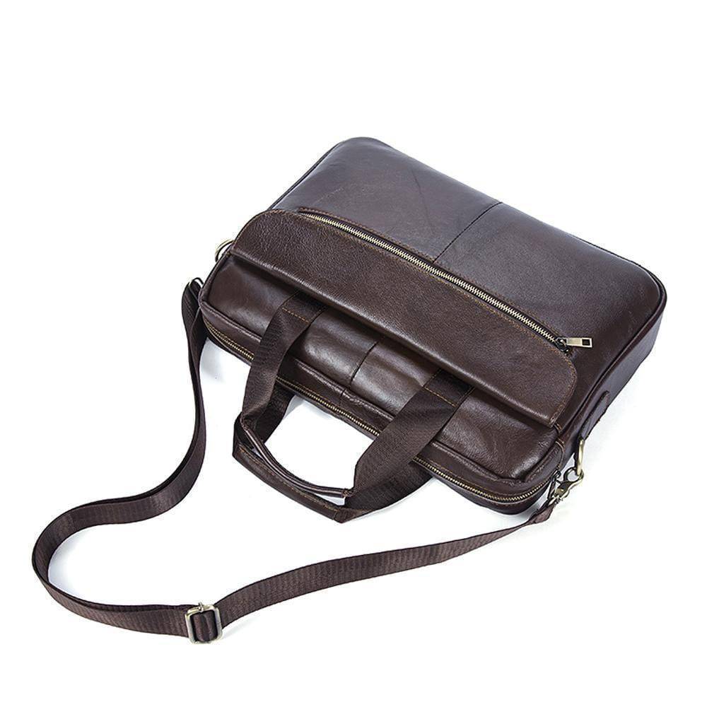 Rossie Viren  Pebbled Leather Soft Business Briefcase  For Men
