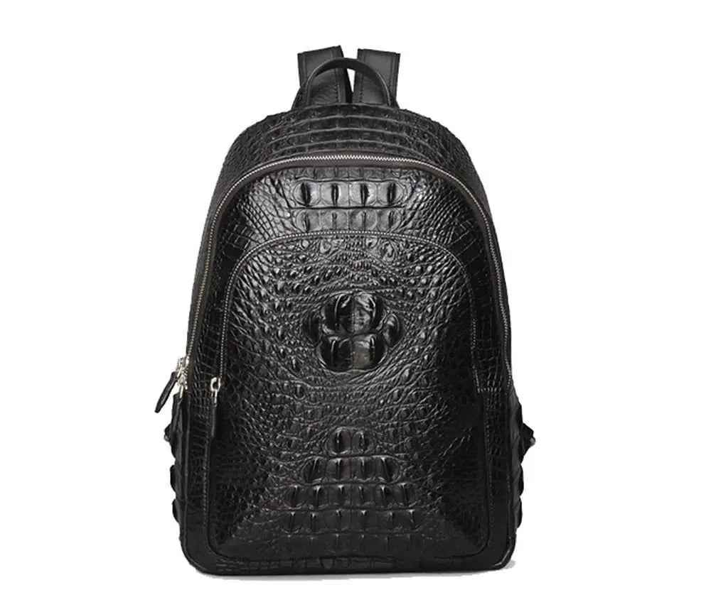 Rossie Viren unisex crocodile skin leather backpack handbag with sleek design and sturdy straps.