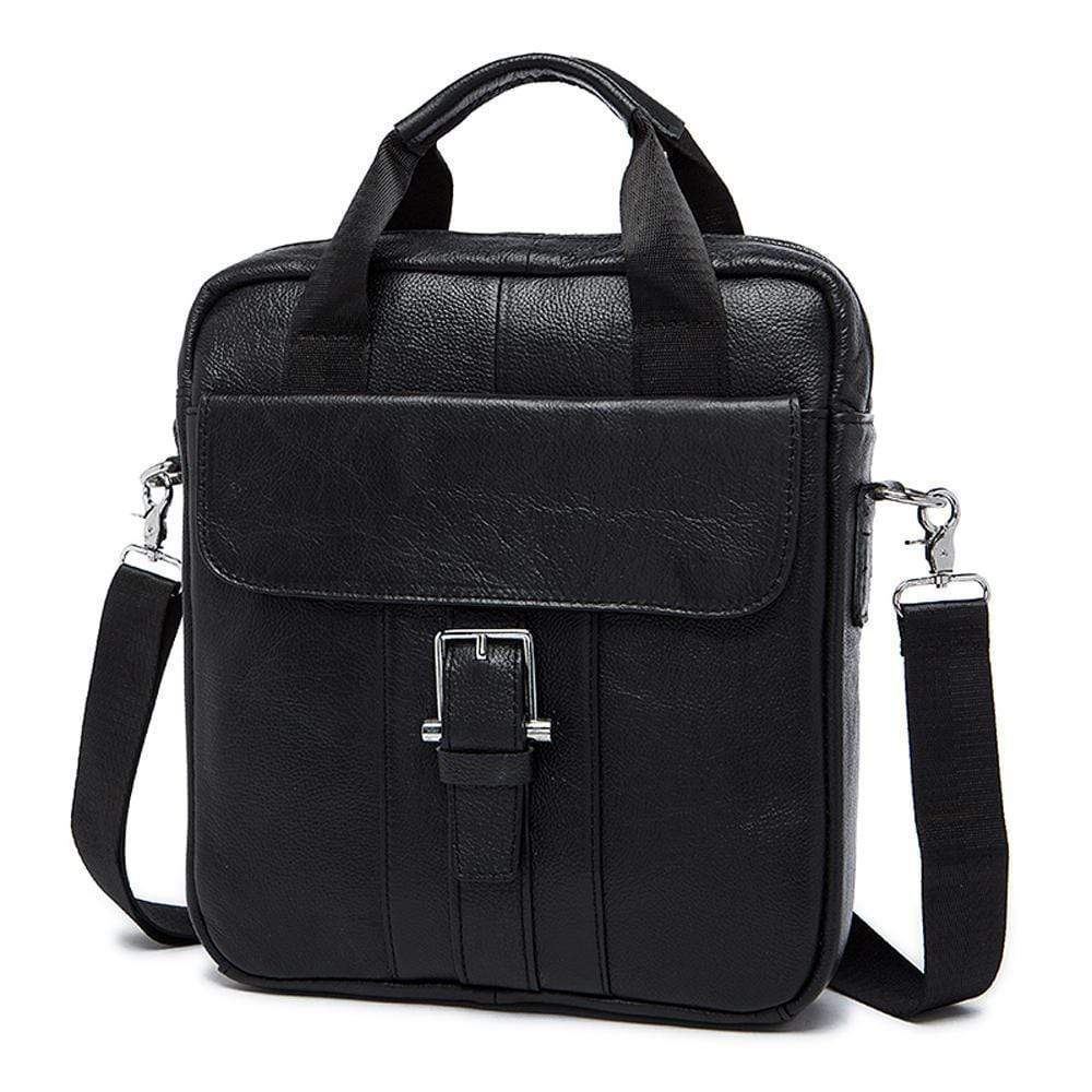 Rossie Viren vertical vintage leather messenger bag with leather strap for laptops and tablets, stylish handbag for everyday use