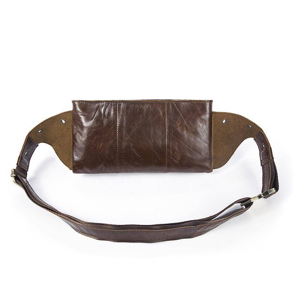 Rossie Viren vintage brown waist shoulder handbag with adjustable strap and classic design, featuring a textured leather finish.
