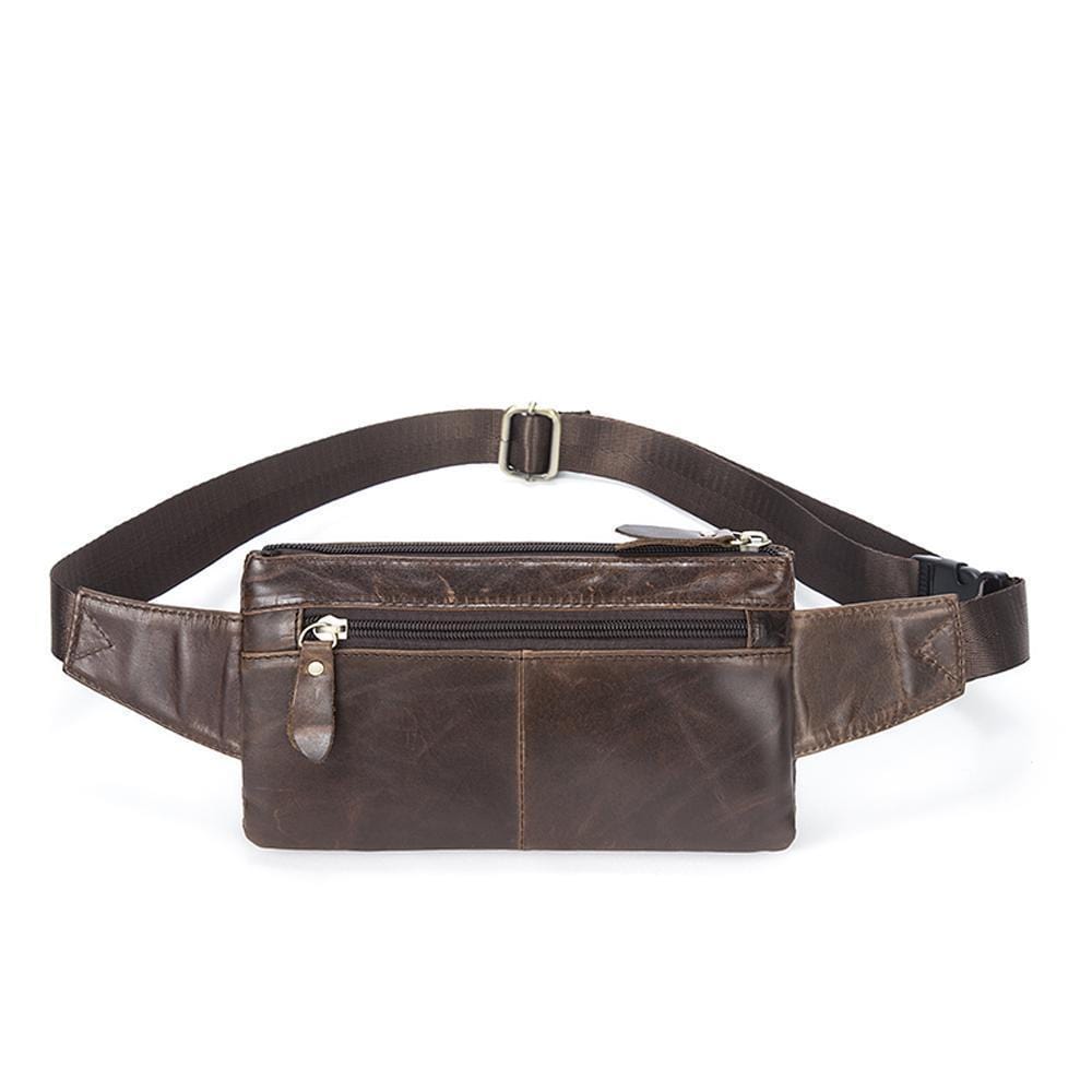 Rossie Viren vintage calfskin leather waist bag with adjustable strap, stylish fanny pack and belt bag for casual wear
