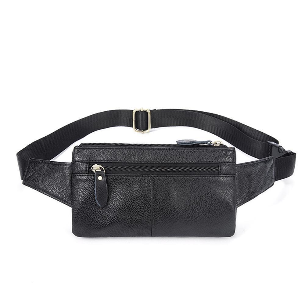 Rossie Viren vintage calfskin leather waist bag, fanny pack, and belt bag with adjustable strap and classic design.