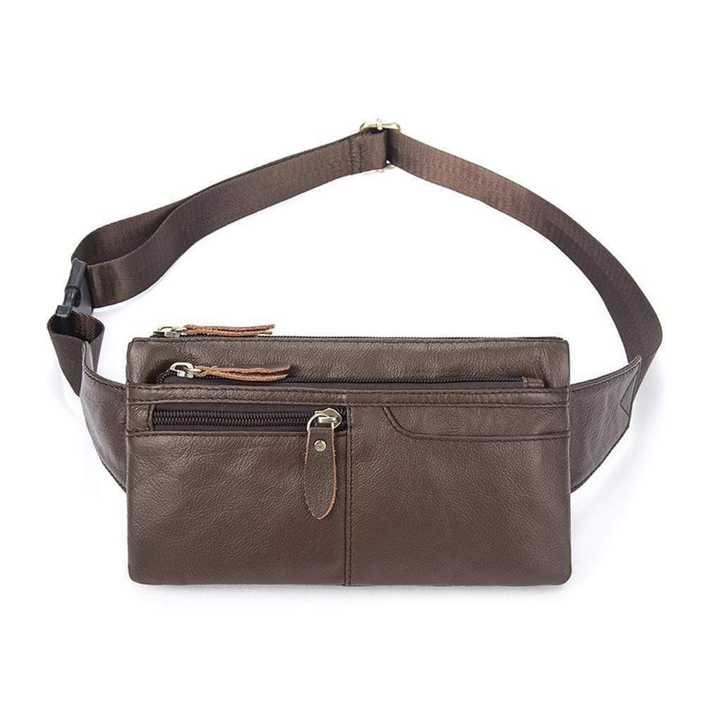 Rossie Viren vintage calfskin leather waist bag with adjustable strap, compact fanny pack style for hands-free convenience.