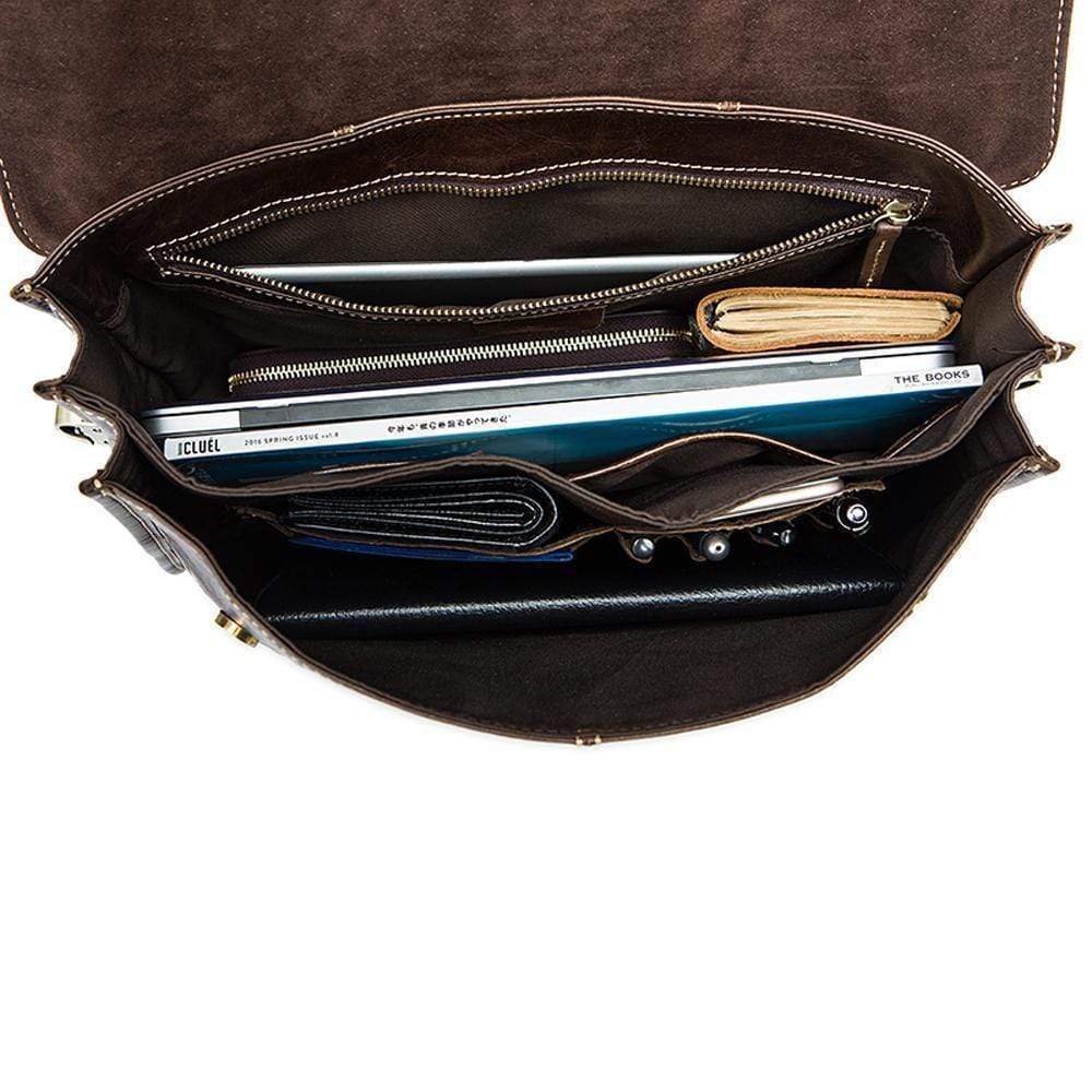 Rossie Viren  Vintage Leather Briefcase Messenger Bag