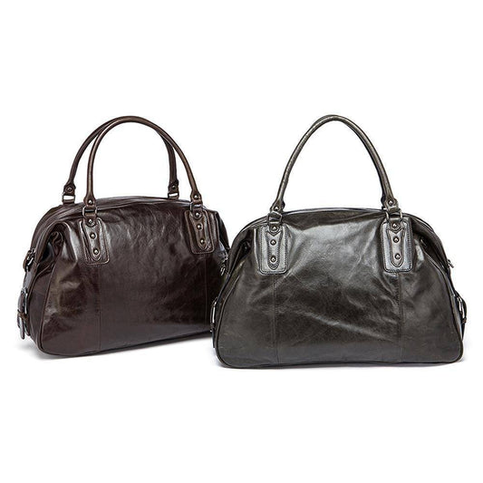 Rossie Viren Vintage Leather Large Travel Carry-All - Unisex Weekender Duffel Shoulder Bag