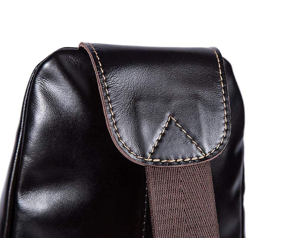 Rossie Viren vintage leather sling bag with USB charging port, shoulder strap, outdoor sport and travel crossbody chest bag for men