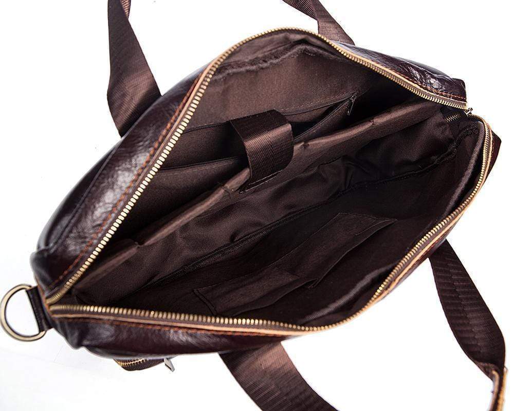 Rossie Viren Vintage Retro Brown Leather Men's Briefcase Messenger Bag
