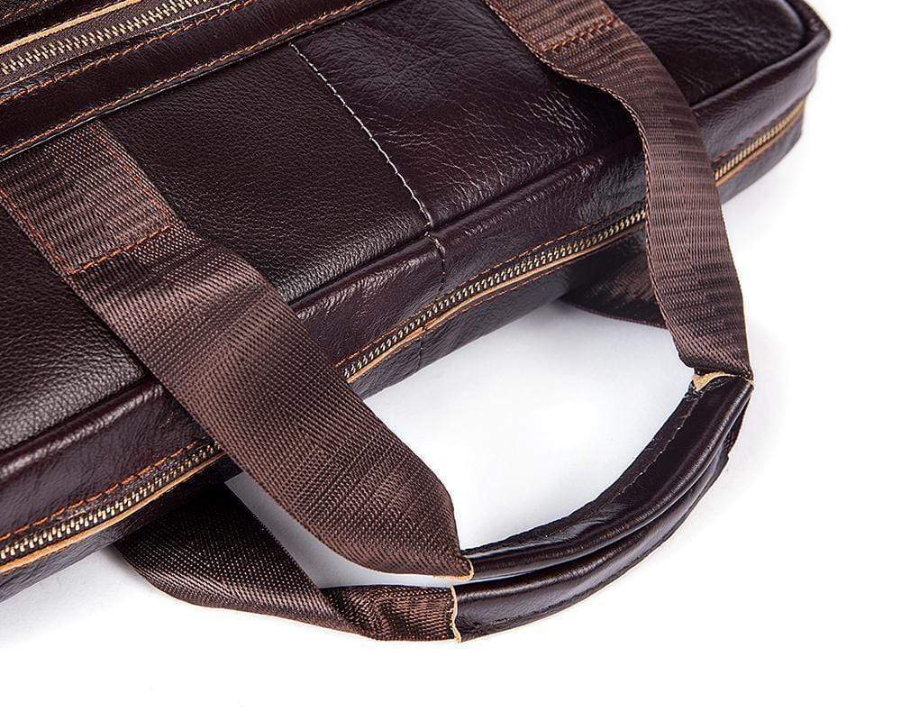Rossie Viren Vintage Retro Brown Leather Men's Briefcase Messenger Bag