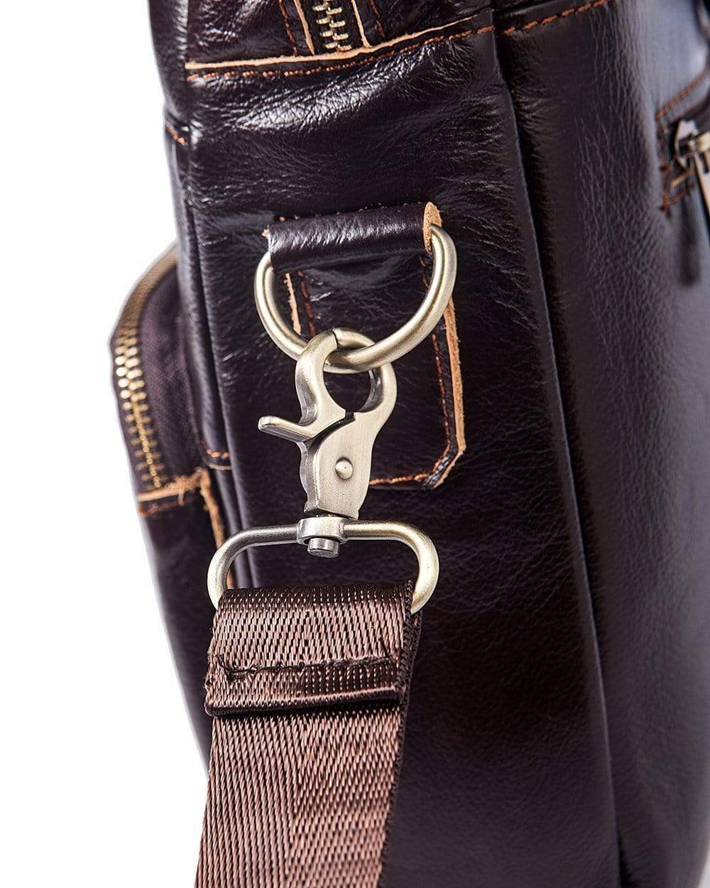 Rossie Viren Vintage Retro Brown Leather Men's Briefcase Messenger Bag