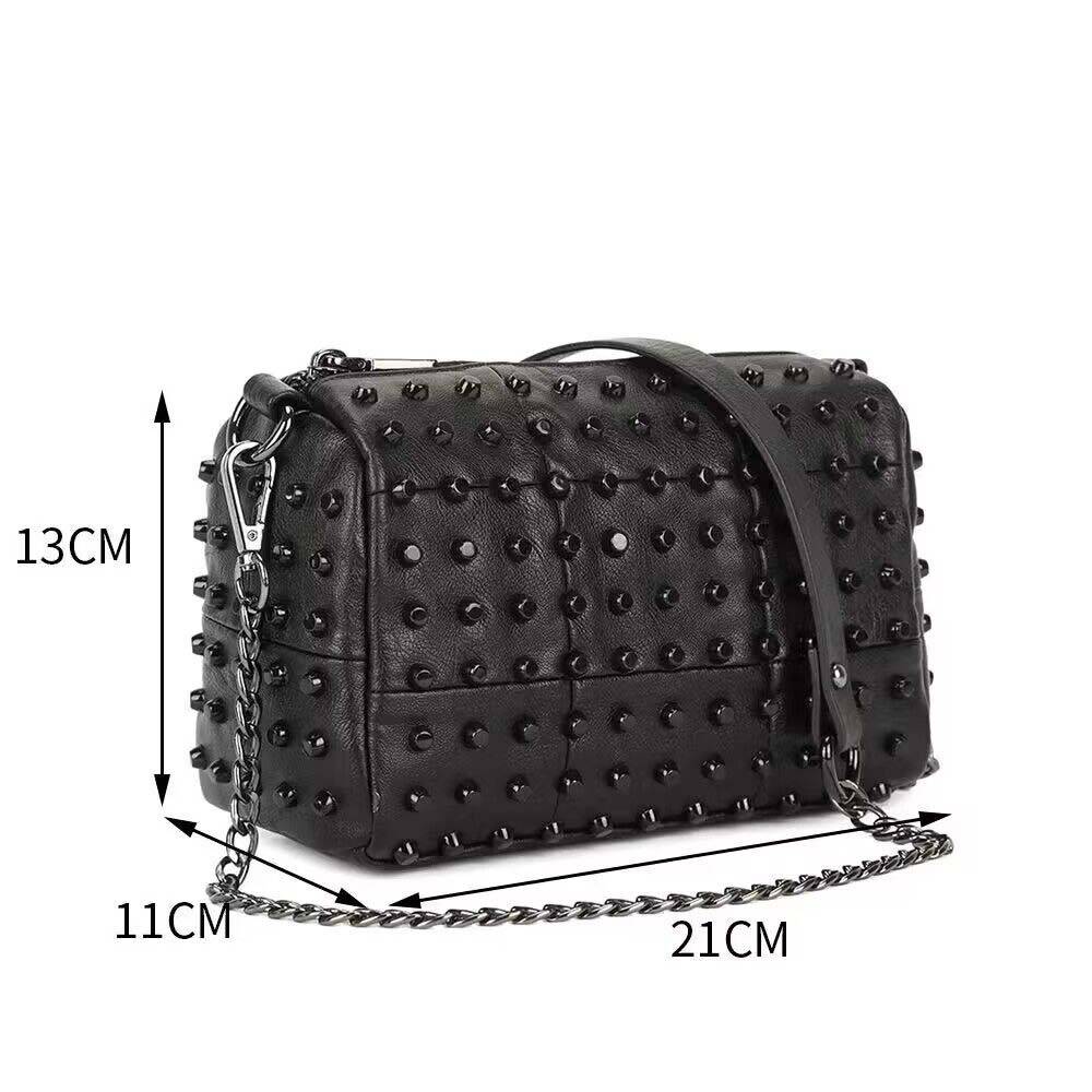 Rossie Viren women's studded shoulder bag with a sleek design, featuring metal stud accents and a comfortable shoulder strap.