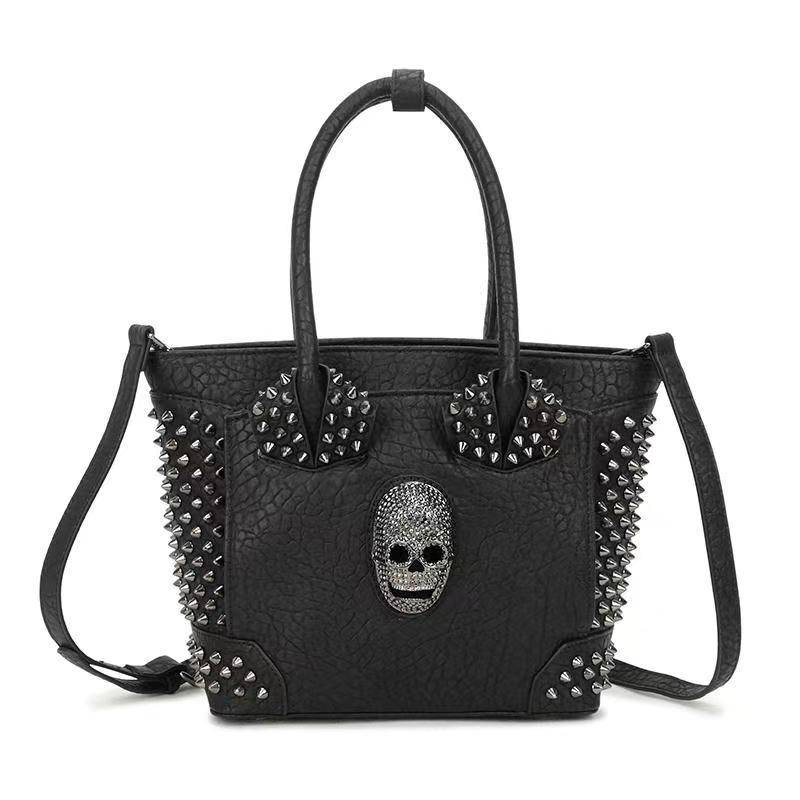 Rossie Viren 3D studded skull shopper bag with bold skull design and studded details, perfect for casual and edgy styles.