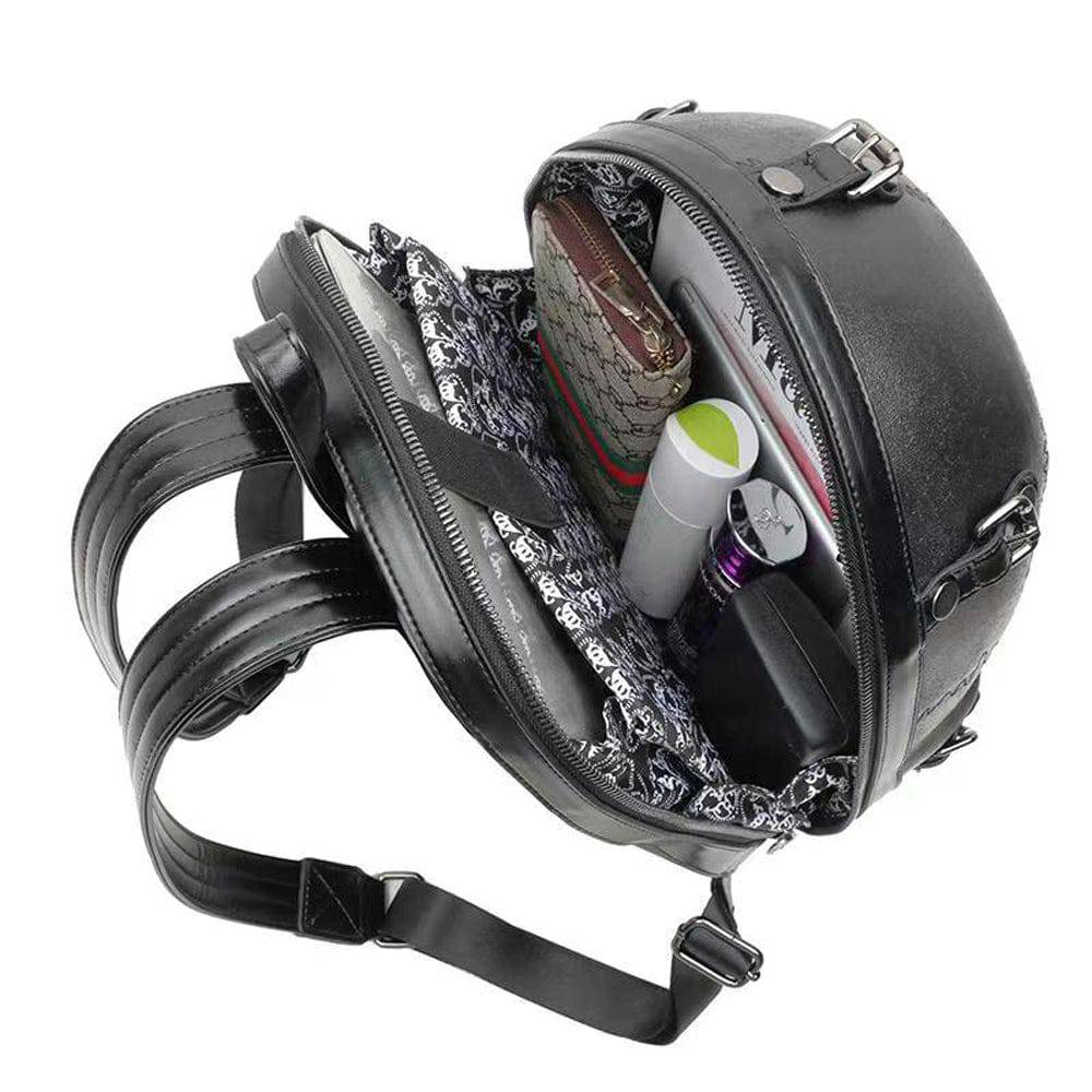 Small unisex 3D skull backpack by Rossie Viren featuring detailed skull design and adjustable straps.