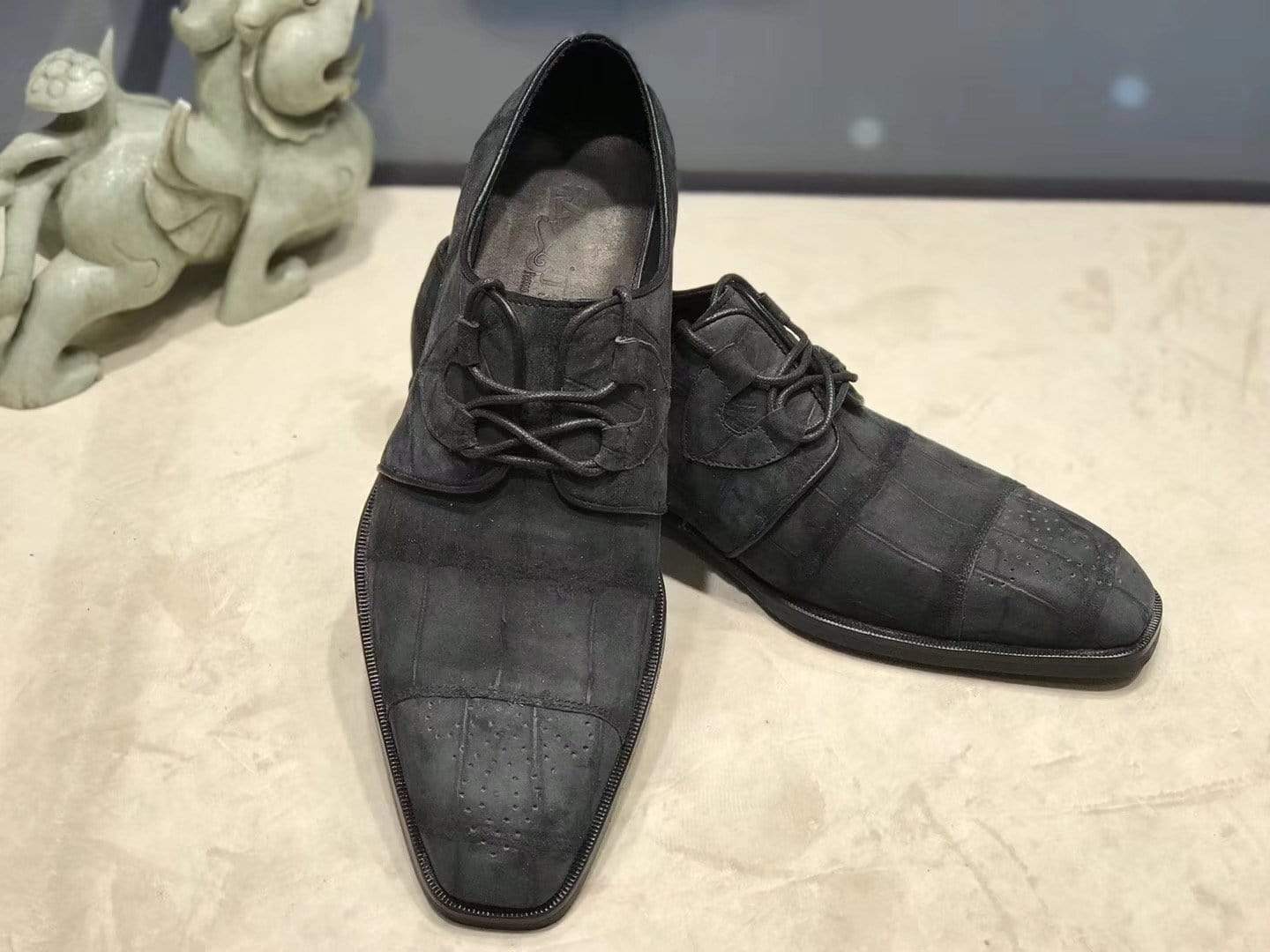 Crocodile Shoes Sanded  Genuine Crocodile Leather Penny Casual Business Brogue Shoes