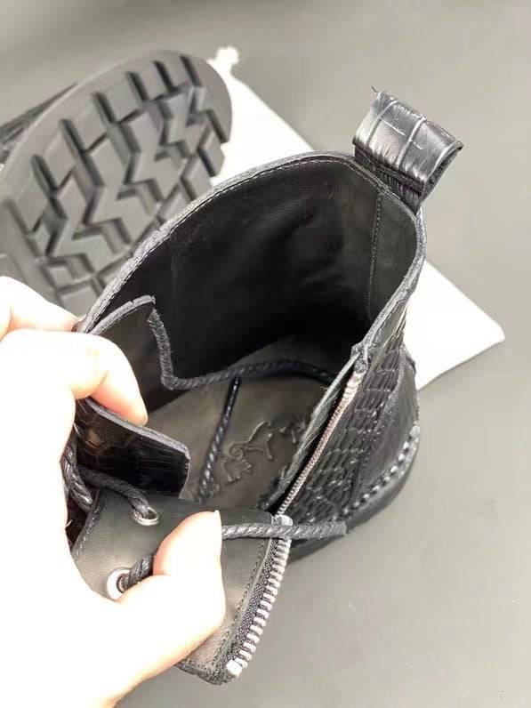Crocodile Shoes Unisex Crocodile Leather Martin boots Couple Shoes