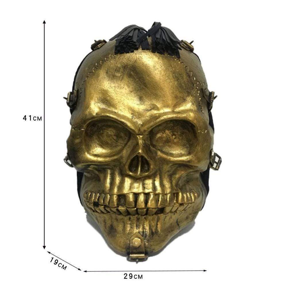 Small unisex Kreepsville 3D Skull backpack handbag by Rossie Viren, featuring a detailed skull design and adjustable straps.