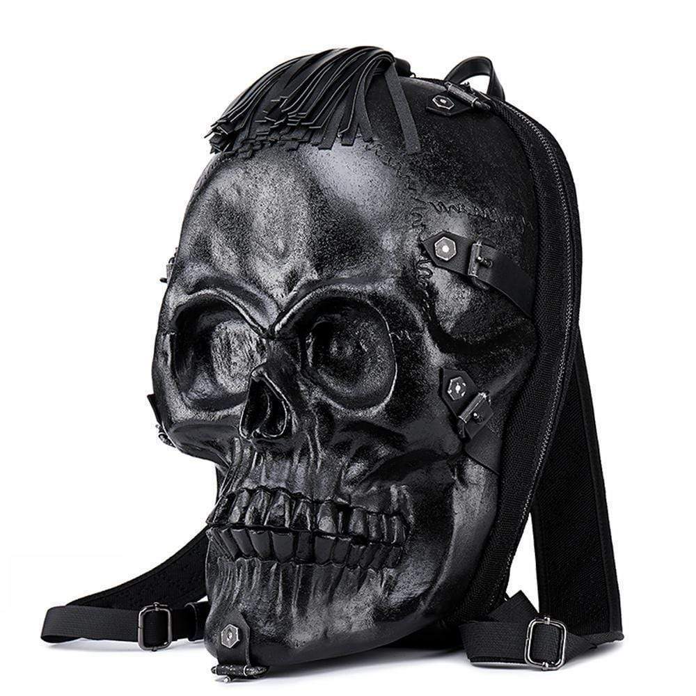 Small unisex Kreepsville 3D skull backpack handbag with bold skull design, featuring adjustable straps and sturdy handle.